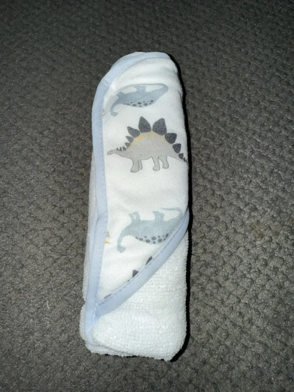 Kyle & Deena Baby Hooded Towel 28x28 Blue Dinosaur Stegosaurus White